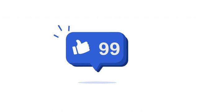 Social media like button counter animation with popping icon and growing number on white background 4K Video