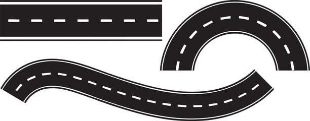 Fototapeta premium road segments collection straight curved and winding vector paths