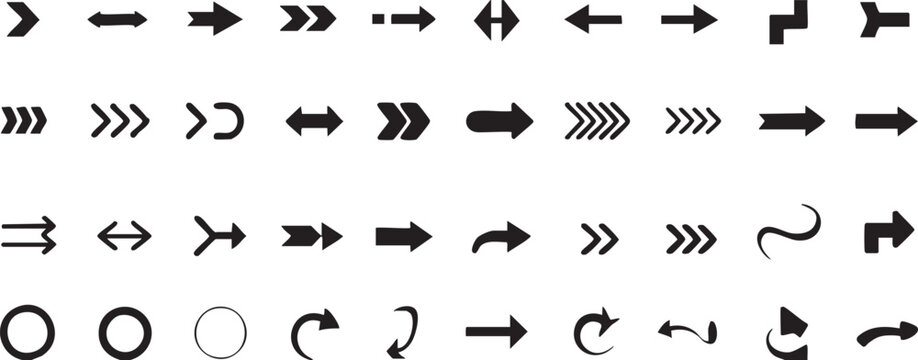arrow set of directional icons for web app and print
