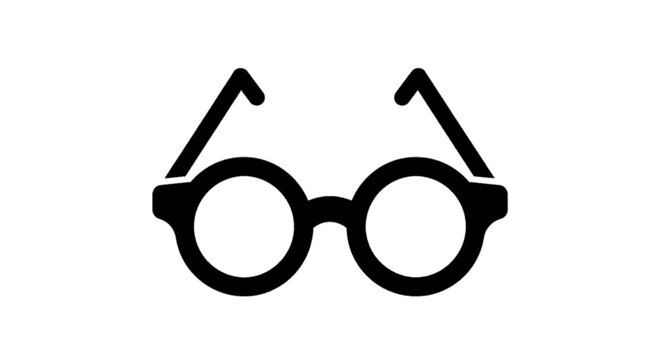 Vector illustration of black silhouette icon of round glasses on a transparent background