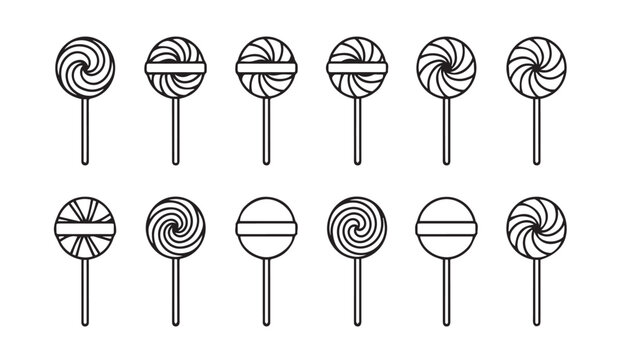 Swirl lollipop icons in a clean flat design with a white background for commercial use