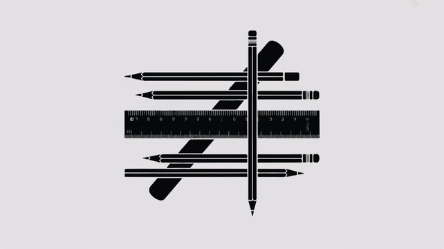 Drawing tools and ruler on gray background  office supplies