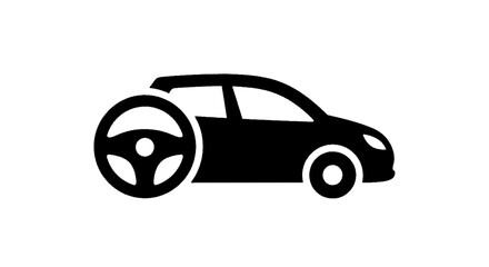 Fototapeta premium Vector illustration of car with steering wheel icon on a transparent background