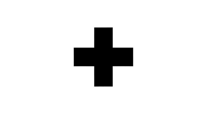 Vector illustration of black plus sign icon on a transparent background