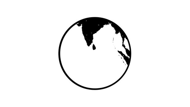 Spinning planet Earth animation on white background.