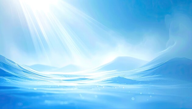 Serene Abstract Landscape with Radiant Light Rays.
