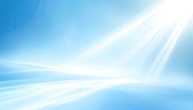 Abstract blue background with light rays and shimmering particles.