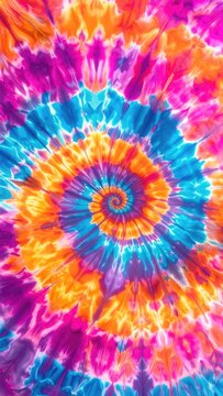 A vibrant tie-dye pattern featuring a spiral of bright colors.