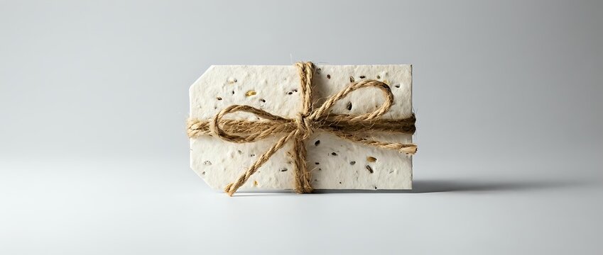 Handmade soap bar wrapped with twine on white background, isolated for packaging design, cosmetics branding, wellness product marketing, and natural beauty retail use.