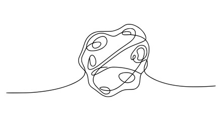 Abstract continuous line drawing of a meteorite or asteroid, minimalist cosmic object © Papa