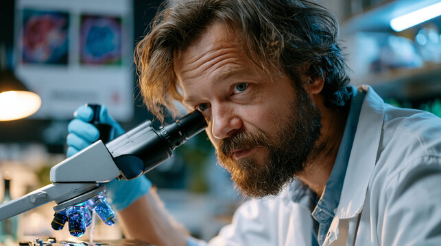 Neuroscientist pipetting fluorescent tracer compounds into hippocampal tissue samples under microscope in dim laboratory, memory engram mapping experiment underway, research posters on wall, cogniti