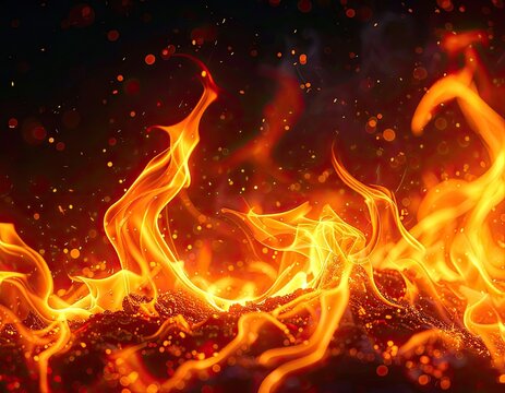 Vibrant flames dance amidst a shower of sparks.