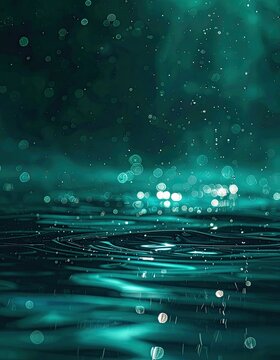 Bubbles and light reflections on dark turquoise water.