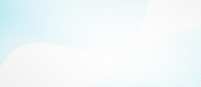 Curved parallel cyan lines framing the top and bottom edges with a large clean white copy space center on white background, minimal vector art template for text placement.