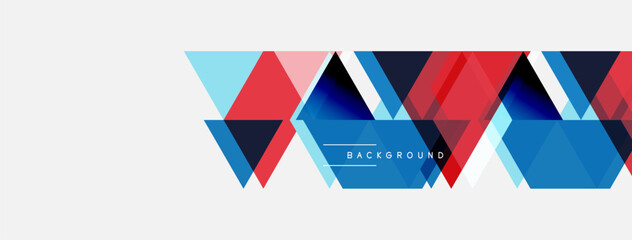 Fototapeta premium Abstract geometric shapes, triangles, vibrant colors. Modern design element for backgrounds, banners, presentations. Clean, minimalist style.
