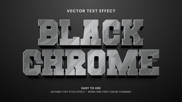 black chrome editable text effect 3d vector