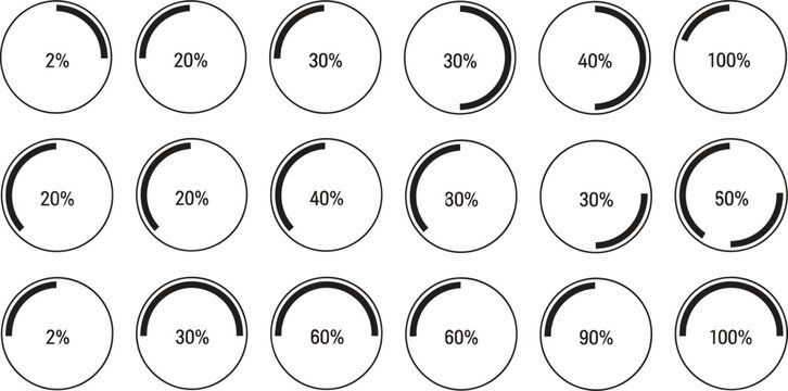 Set of Circle Percentage Progress Bar Infographic Elements