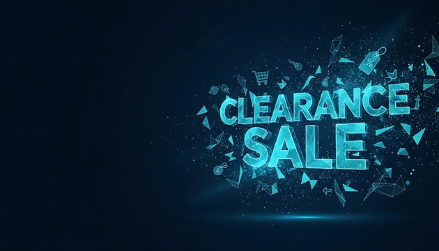 Glowing digital clearance sale text with abstract particles. end of the year sales offer eofy business offer clearance promotion. end of the year sales offer eofy business offer