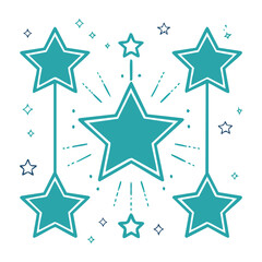 Obraz premium Teal stars and sparkles illustration