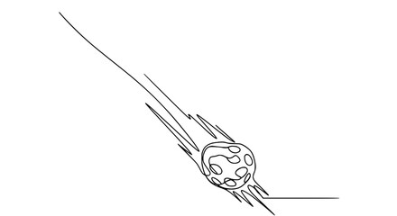 Abstract continuous line drawing of a falling meteorite with fiery trail © Siap