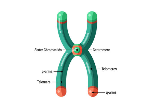 Labeled Chromosome Structure Diagram Vector Illustration for Biology and Genetics Education