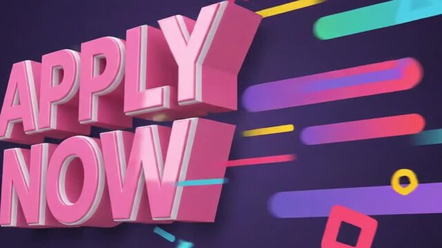 Apply now animated text motion graphic with button.