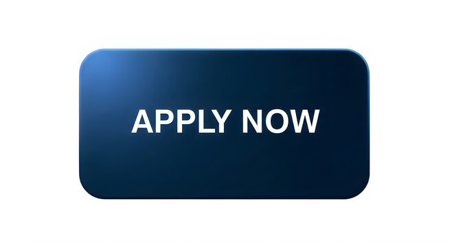 Modern call to action apply now button in dark blue isolated on transparent background