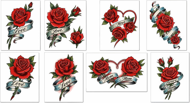 Tattoo roses, red rose tattoos, floral designs, traditional tattoo art, 8 tattoo icons