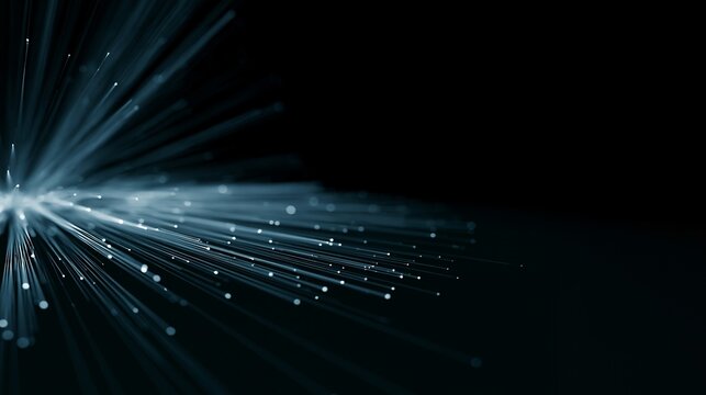 Blue Fiber Optic Light Strands on Dark Abstract Background