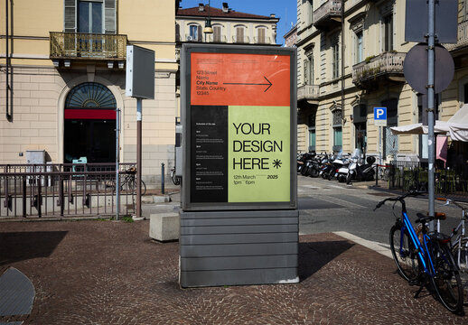 Mockup Of Customizable Vertical Signage In City