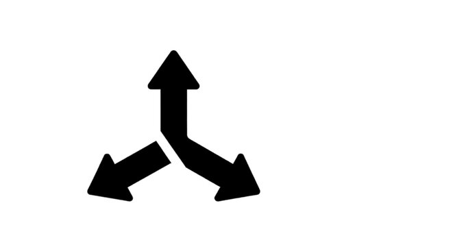 Vector illustration of threeway split arrow icon on a transparent background