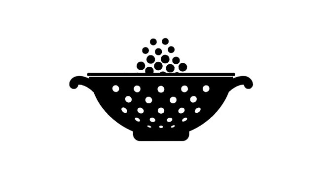 Vector illustration of colander with peas or beans icon on a transparent background