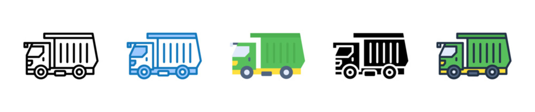 Garbage Truck multiple style icons set design vector illustration. 