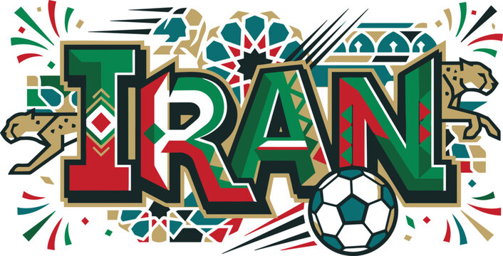 Iran National Soccer Team Graffiti Mural with Persian Leopard