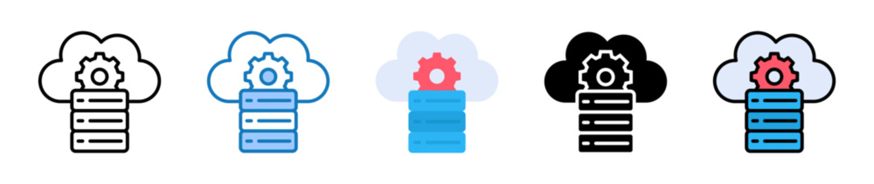 Cloud Server multiple style icons set design vector illustration. 