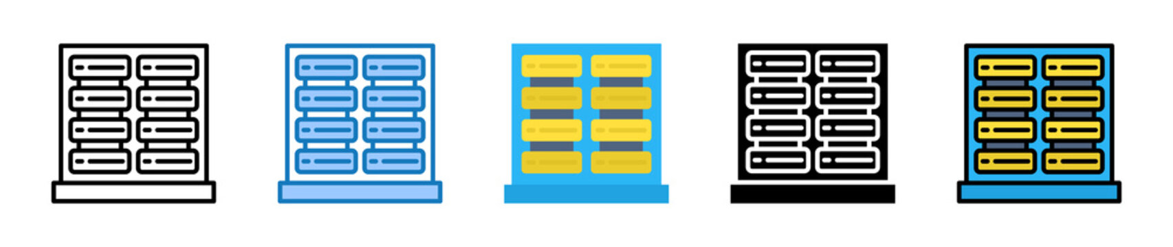 Server Rack multiple style icons set design vector illustration. 