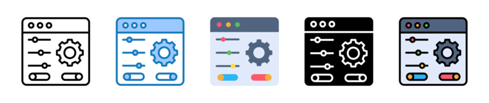 Control Panel multiple style icons set design vector illustration. 