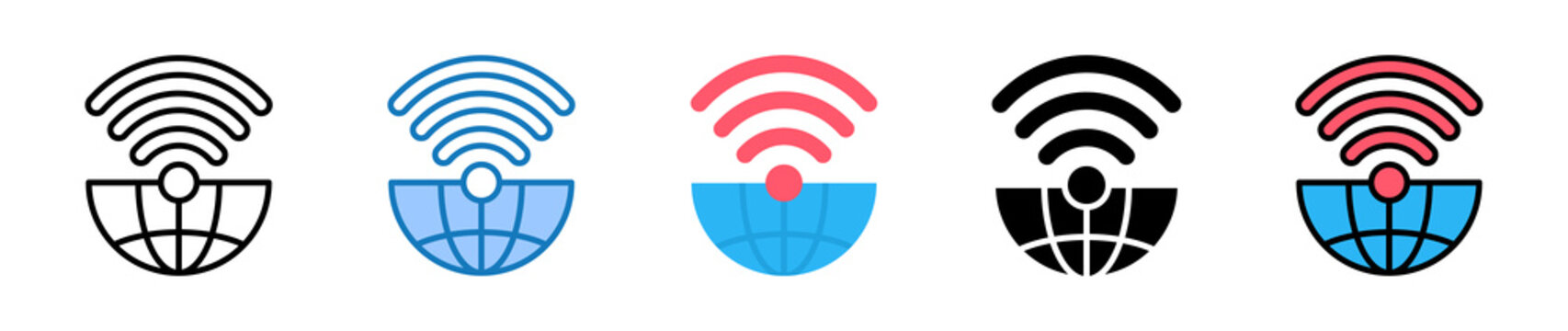 Internet Access multiple style icons set design vector illustration. 