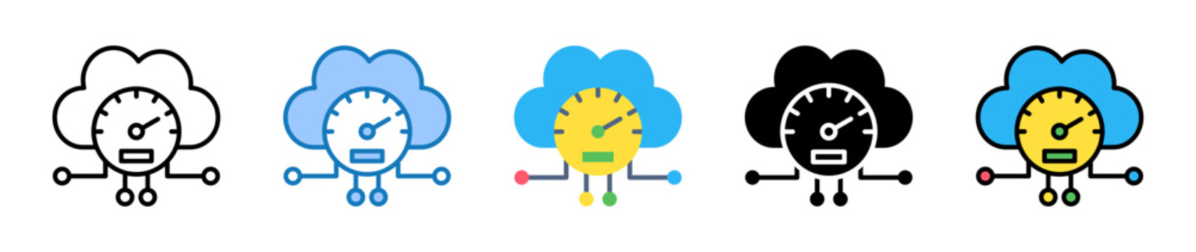 Cloud Bandwidth multiple style icons set design vector illustration. 