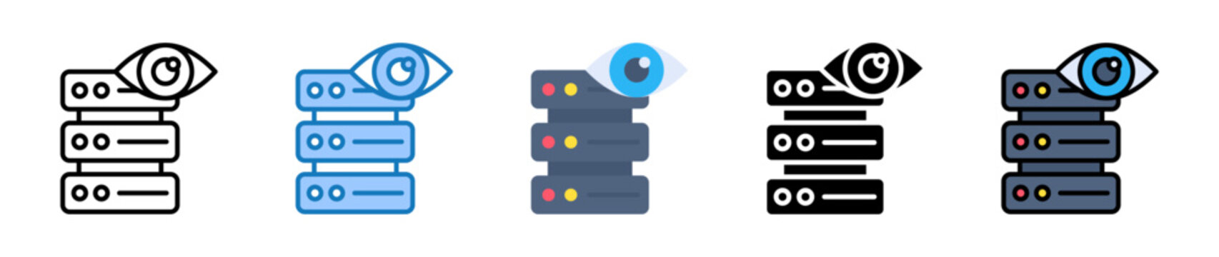 Server Monitoring multiple style icons set design vector illustration. 
