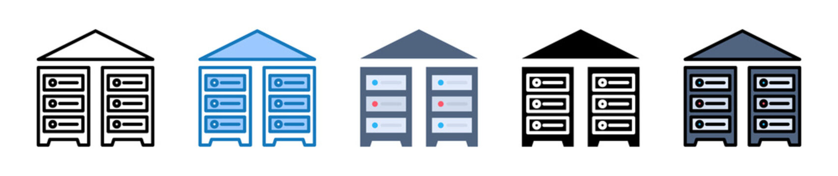 Server Room multiple style icons set design vector illustration. 