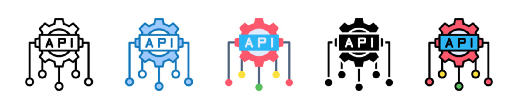 Api multiple style icons set design vector illustration. 