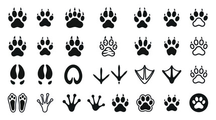Fototapeta premium Animal Paw Prints Collection: Diverse Footprints for Wildlife and Pet Themes