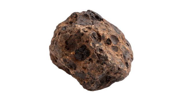 Raw natural iron pyrite mineral crystal stone nugget isolated on transparent background
