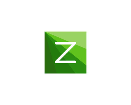 Abstract letter z monogram square logo image. Creative green low poly geometric icon for modern technology, eco architecture property and innovative software business.
