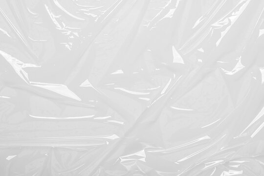 package mockup, plastic wrap transparent texture overlay effect. polyethylene packaging of vinyl wrap. shrink crumpled plastic bag sleeve.