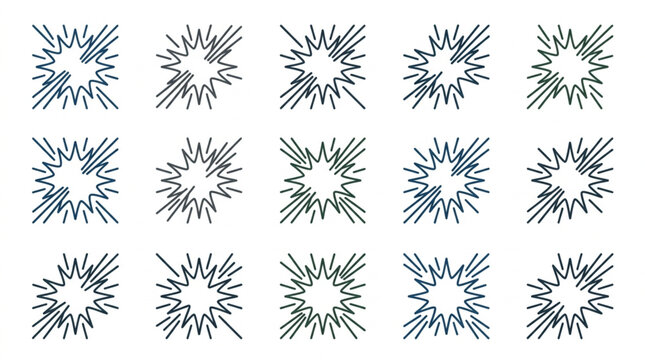Collection of Hand Drawn Starburst Explosion Shapes.