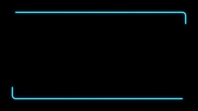 Simple blue cyan neon straight lines forming a minimalist geometric frame animation on black.