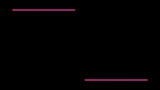 Vibrant pink neon linear elements moving to form a minimalist geometric rectangular frame.
