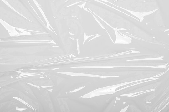 package mockup, plastic wrap transparent texture overlay effect. polyethylene packaging of vinyl wrap. shrink crumpled plastic bag sleeve.